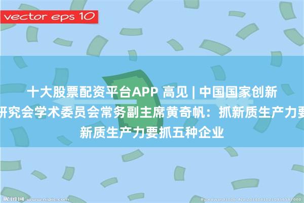 十大股票配资平台APP 高见 | 中国国家创新与发展战略研究会学术委员会常务副主席黄奇帆：抓新质生产力要抓五种企业