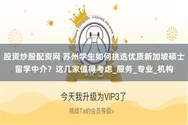 股资炒股配资网 苏州学生如何挑选优质新加坡硕士留学中介？这几家值得考虑_服务_专业_机构