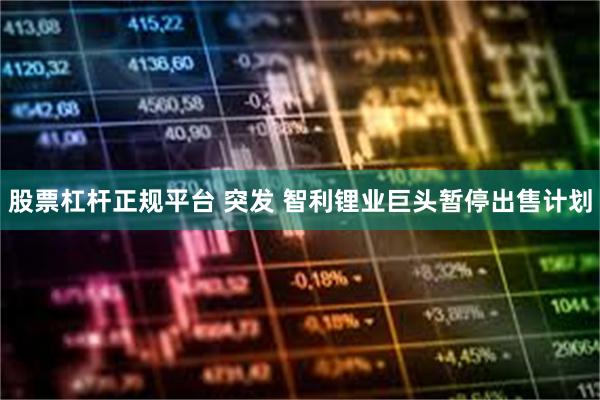股票杠杆正规平台 突发 智利锂业巨头暂停出售计划