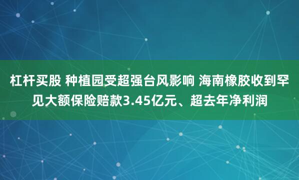 杠杆买股 种植园受超强台风影响 海南橡胶收到罕见大额保险赔款3.45亿元、超去年净利润