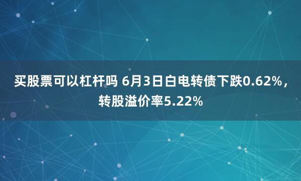 买股票可以杠杆吗 6月3日白电转债下跌0.62%，转股溢价率5.22%