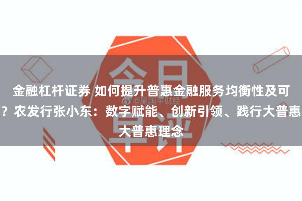 金融杠杆证券 如何提升普惠金融服务均衡性及可及性？农发行张小东：数字赋能、创新引领、践行大普惠理念