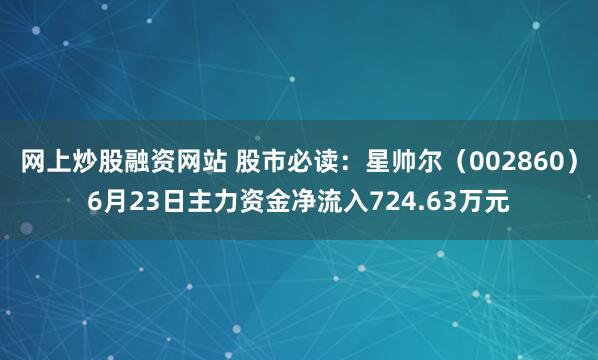 网上炒股融资网站 股市必读：星帅尔（002860）6月23日主力资金净流入724.63万元